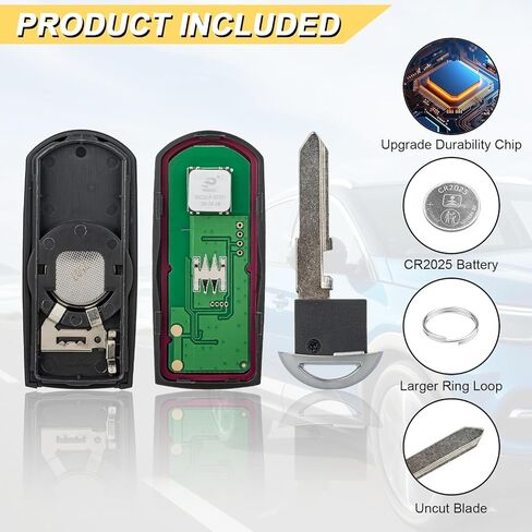 استبدال Vurkcy Key Fob لـ 2014-2018 Mazda 6/3 (4 أبواب سيدان)/ 16-19 MX-5 Miata للتحكم عن بعد للدخول بدون مفتاح للسيارة، WAZSKE13D01، 4 أزرار in Kuwait