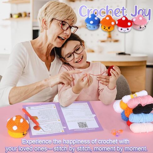 مجموعة الكروشيه Atofoi للمبتدئين البالغين والأطفال - مجموعة Amigurumi الكروشيه للمبتدئين مع دروس فيديو خطوة بخطوة - خيوط صديقة للمبتدئين - من السهل تعلم لوازم الحياكة DIY - 4 عبوات من الفطر in Kuwait