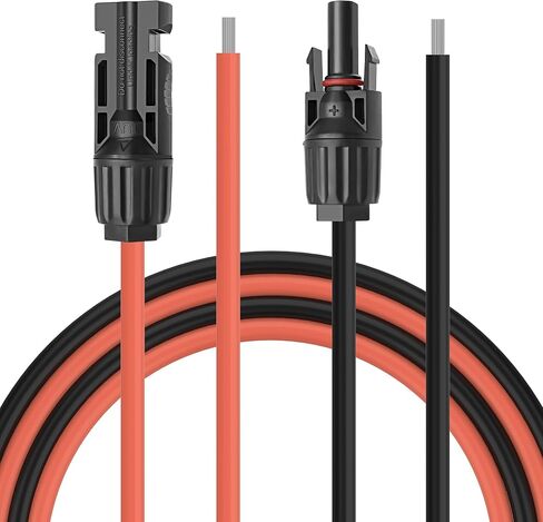 كابل تمديد اللوحة الشمسية من MEIRIYFA، سلك شمسي 10AWG مع موصل أنثى ذكر IP67 سلك ضفيرة لوحة شمسية مقاوم للماء 30 أمبير/1000 فولت تيار مستمر للألواح الشمسية وأجهزة التحكم والمركبات الترفيهية والقارب (1 متر أحمر + 1 متر أسود) in Kuwait