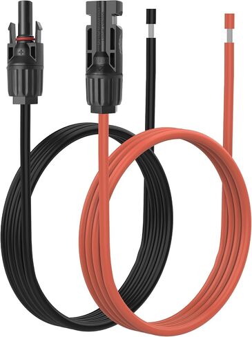 كابل تمديد اللوحة الشمسية من MEIRIYFA، سلك شمسي 10AWG مع موصل أنثى ذكر IP67 سلك ضفيرة لوحة شمسية مقاوم للماء 30 أمبير/1000 فولت تيار مستمر للألواح الشمسية وأجهزة التحكم والمركبات الترفيهية والقارب (1 متر أحمر + 1 متر أسود) in Kuwait