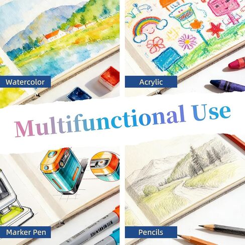 مجموعة كراسة رسم مائية بغطاء من الكتان مقاس 5.5 بوصة × 5.5 بوصة من Vienrose للسفر والرسم الخارجي مع لوحة ألوان مائية صغيرة محمولة، وألوان مائية 12 لونًا، و3 أقلام، وشريط فنان وحقيبة تخزين in Kuwait