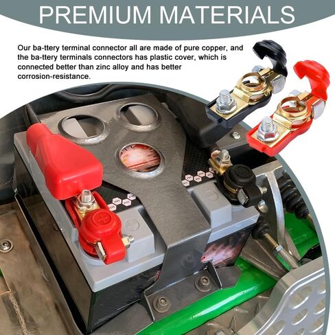 Universal Negative & Positive Car Battery Terminal Connector Classification Kit, Battery Cable Ends, Auto Pure Copper Terminal Clamps Connector, Cable Top Post with Plastic Cover for Car RV in Saudi Arabia