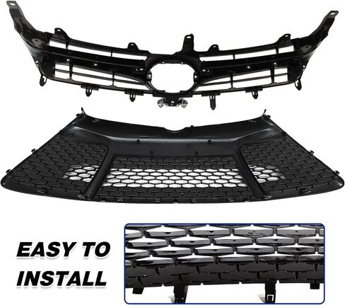 Front Bumper Cover + Upper & Lower Grille Assembly Fit For 2015 2016 2017 Toyota Camry SE XSE Sedan | Black Bumper Honeycomb Mesh Grill Assembly | 5310106441, 5311206280, 5211907912 in Kuwait