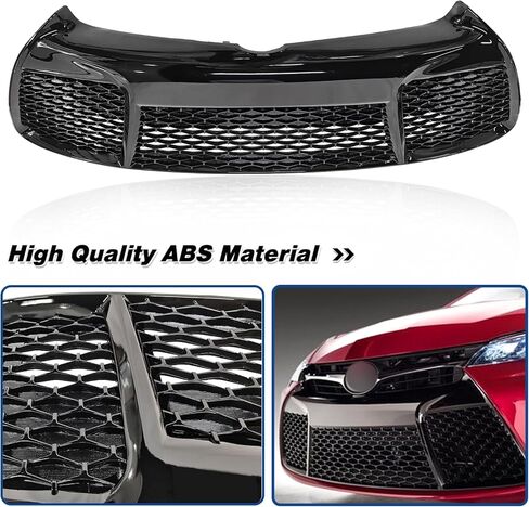 Front Bumper Cover + Upper & Lower Grille Assembly Fit For 2015 2016 2017 Toyota Camry SE XSE Sedan | Black Bumper Honeycomb Mesh Grill Assembly | 5310106441, 5311206280, 5211907912 in Kuwait