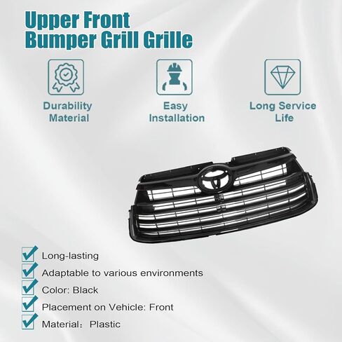 GXARTS Gloss Black Upper Front Bumper Grille 53102-0E040 Compatible with Toyota Highlander 2014-2016 in Kuwait