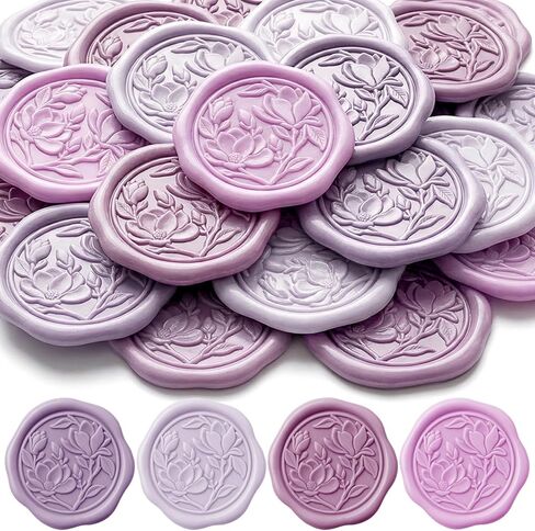 60 Pcs Wax Seal Stickers Magnolia Envelope Seals Wedding Botanical Wax Stickers for Wedding Engagement Baby Shower Party Favor Invitations Scrapbooking Mother's Day Gift Wrap(Pink Series) in Saudi Arabia