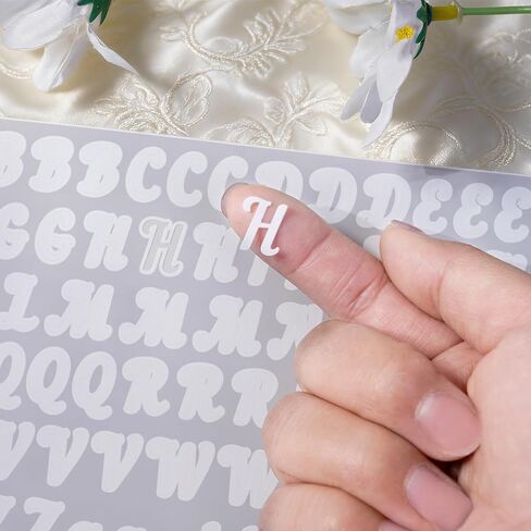 Bighan 0.5 Inch Vinyl Letter Number Sticker, 16 Sheets Self Adhesive Alphabet Number Sticker Symbol Stickers for Sign, Decor, Scrap Booking, Crafts and Decoration - Handwritten Black&White in Kuwait
