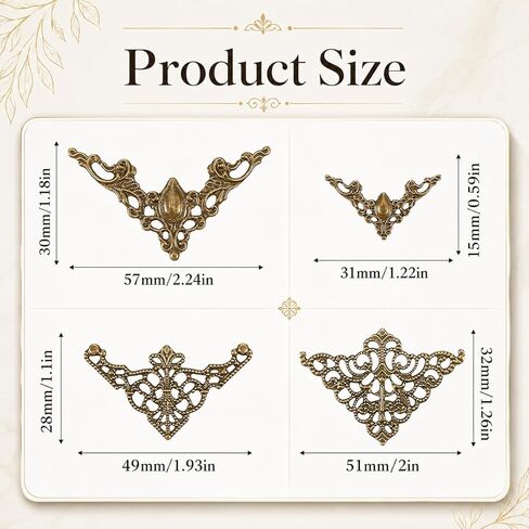 100 PCS Metal Book Corners Protectors, 4 Styles Decorative Photo Corner Protectors for Scrapbooks, Picture Frames, DIY Journals, Albums, Craft Making and Corner Decoration in Kuwait