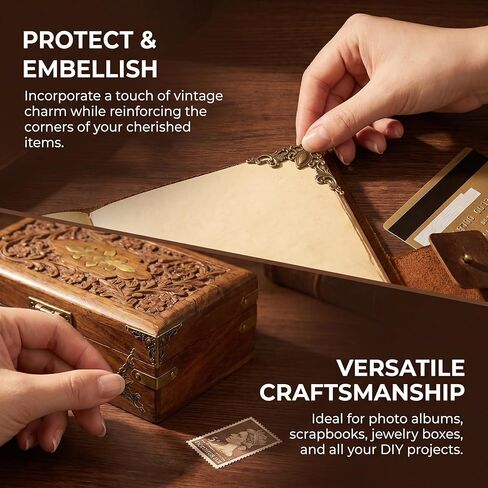 100 PCS Metal Book Corners Protectors, 4 Styles Decorative Photo Corner Protectors for Scrapbooks, Picture Frames, DIY Journals, Albums, Craft Making and Corner Decoration in Kuwait