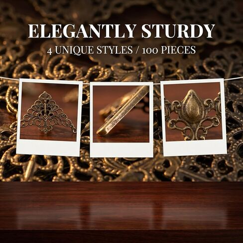 100 PCS Metal Book Corners Protectors, 4 Styles Decorative Photo Corner Protectors for Scrapbooks, Picture Frames, DIY Journals, Albums, Craft Making and Corner Decoration in Kuwait