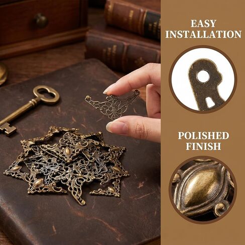 100 PCS Metal Book Corners Protectors, 4 Styles Decorative Photo Corner Protectors for Scrapbooks, Picture Frames, DIY Journals, Albums, Craft Making and Corner Decoration in Kuwait