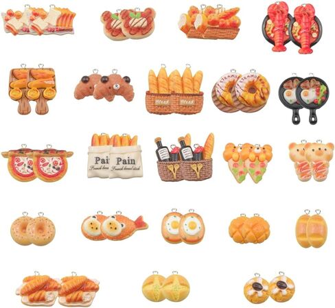 100Pcs Kawaii Bread & Dessert Charms Bulk, Resin Flatback Fake Food Charms, Random Cute Pastry Donut Charms for DIY Crafts, Phone Case, Hairpins, Scrapbooking & Decoden Decor in Saudi Arabia
