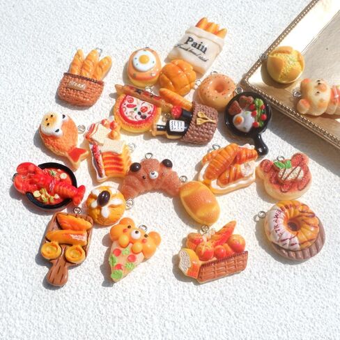 100Pcs Kawaii Bread & Dessert Charms Bulk, Resin Flatback Fake Food Charms, Random Cute Pastry Donut Charms for DIY Crafts, Phone Case, Hairpins, Scrapbooking & Decoden Decor in Saudi Arabia
