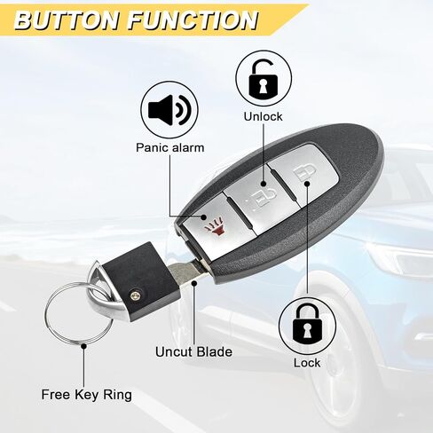 استبدال Vurkcy Key Fob لـ 2011-2017 Nissan Quest Juke/ 11-15 Cube Leaf/ 14-18 Versa Note جهاز التحكم عن بعد للدخول بدون مفتاح للسيارة، CWTWB1U808، 3 Btn in Kuwait