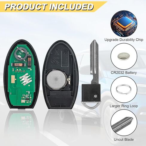 استبدال Vurkcy Key Fob لـ 2011-2017 Nissan Quest Juke/ 11-15 Cube Leaf/ 14-18 Versa Note جهاز التحكم عن بعد للدخول بدون مفتاح للسيارة، CWTWB1U808، 3 Btn in Kuwait