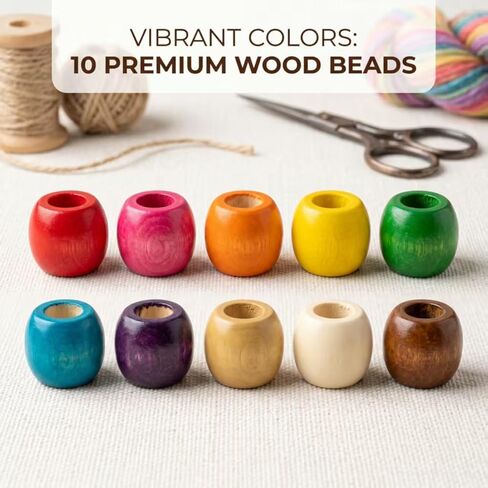 200PCS Large Hole Wooden Beads for Crafts, 16x17mm Multicolor Barrel Wood Beads with 7mm Hole for Macrame, Garland & DIY Jewelry Making (10 Colors) in Kuwait