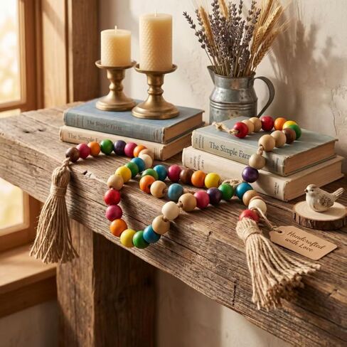 200PCS Large Hole Wooden Beads for Crafts, 16x17mm Multicolor Barrel Wood Beads with 7mm Hole for Macrame, Garland & DIY Jewelry Making (10 Colors) in Kuwait