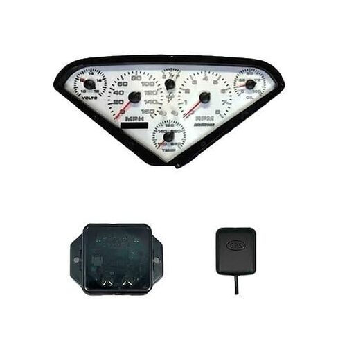 Analog Gauge Cluster Replacement for 1955-1959 Chevy Truck – Black Faceplate, GPS Speedometer, Water Temp & Oil Pressure Sending Units Included in Kuwait