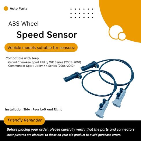2Pcs Rear Left and Right ABS Wheel Speed Sensor Compatible with Jeep Commander 2006-2010, Grand Cherokee 2005-2010 (3.0L-6.1L V6/V8) – Replaces 56044146AB, 56044146AA, ALS1401 in Saudi Arabia