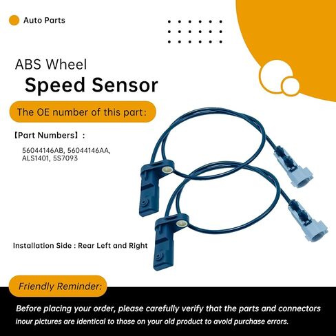 2Pcs Rear Left and Right ABS Wheel Speed Sensor Compatible with Jeep Commander 2006-2010, Grand Cherokee 2005-2010 (3.0L-6.1L V6/V8) – Replaces 56044146AB, 56044146AA, ALS1401 in Saudi Arabia