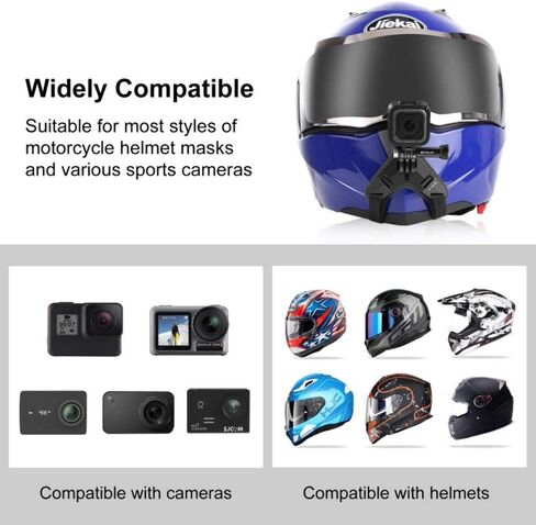 كاميرا رد الفعل كاميرا دراجة نارية خوذة جبل مع الأشرطة القابلة للتعديل ل GoPro Hero 13/12/11/10/9/8/6/6/5/4/3 (أسود) جوبرو خوذة مثالية للدراجات/ركوب/التزلج in Saudi Arabia