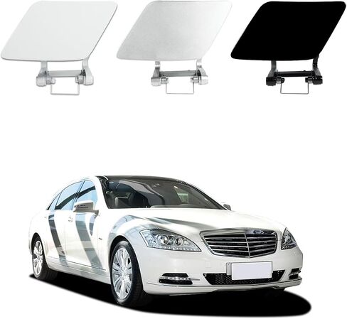 غطاء غسالة المصباح الأمامي البديل للسيارة مناسب لسيارة Mercedes-Benz S-Class W221 S350 S450 S500 S63AMG 2010 2011 2012 2013 A2218801305 A2218801405 (أسود، جانب الركاب الأيمن) in Kuwait