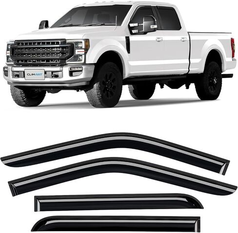 CLIM ART Incredibly Durable Rain Guards for Ford F260 Super Duty 2017-2026 Crew Cab, Original Tape-on Window Deflectors, Vent Deflector, Window Visors, Car Accessories, 4 pcs. - 417452 in Saudi Arabia