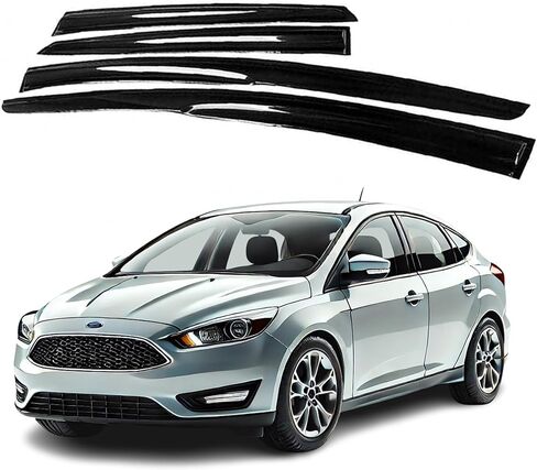 4 قطع من شريط حاجب النافذة مناسب لسيارة Ford Focus 2012 2013 2014 2015 2016 2017 2018؛ مجموعة واقيات النوافذ الآمنة من الأكريليك السميك 2 مم - مجموعة حماية للحماية من الشمس والمطر وفتحة التهوية in Kuwait