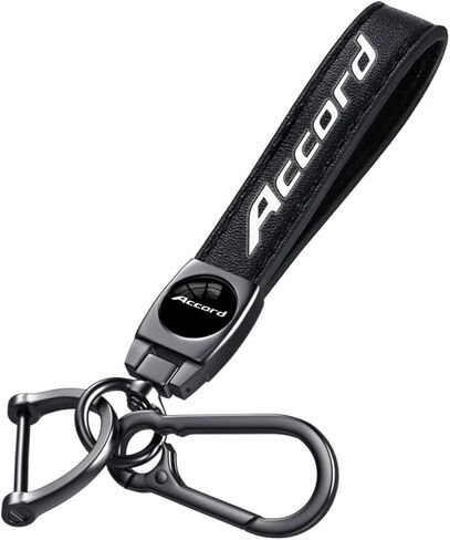 Black Leather Metal Car Keychain Keyring Compatible with Cars Accessories in Saudi Arabia
