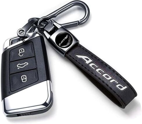 Black Leather Metal Car Keychain Keyring Compatible with Cars Accessories in Saudi Arabia