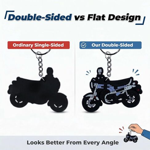 Motorcycle Keychain 2 Pack, Double-Sided Soft Silicone Rubber Biker Key Chain, Durable Motorbike Keyring for Men, Riders, Dirt Bike Lovers, Motorcycle Accessories Gift in Kuwait