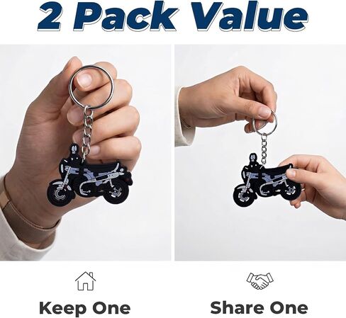 Motorcycle Keychain 2 Pack, Double-Sided Soft Silicone Rubber Biker Key Chain, Durable Motorbike Keyring for Men, Riders, Dirt Bike Lovers, Motorcycle Accessories Gift in Kuwait
