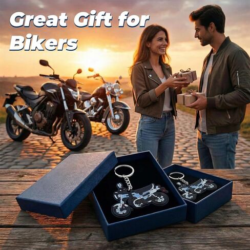 Motorcycle Keychain 2 Pack, Double-Sided Soft Silicone Rubber Biker Key Chain, Durable Motorbike Keyring for Men, Riders, Dirt Bike Lovers, Motorcycle Accessories Gift in Kuwait