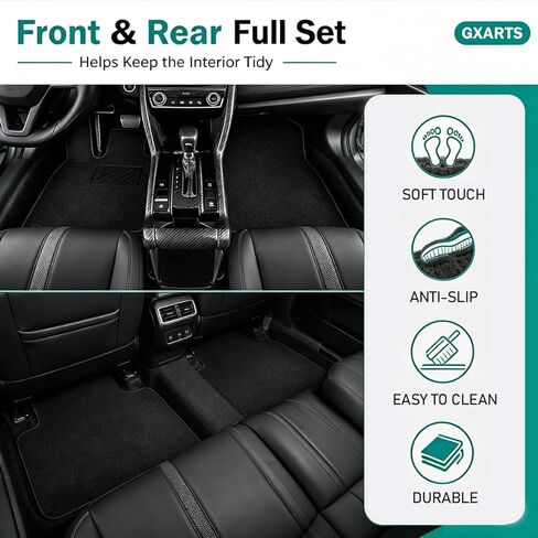 GXARTS Car Floor Mats Carpet Full Set All-Weather Protect Compatible with Cadillac Escalade ESV 2007 2008 2009 2010 2011 2012 2013 2014 | WaterproofBlack Car Mats with Anti-Slip Backing in Kuwait
