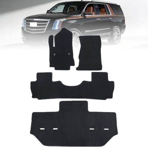 GXARTS Car Floor Mats Carpet Full Set All-Weather Protect Compatible with Cadillac Escalade ESV 2007 2008 2009 2010 2011 2012 2013 2014 | WaterproofBlack Car Mats with Anti-Slip Backing in Kuwait