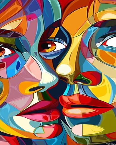 AUKVLZS Paint by Numbers Abstract Paint by Numbers Kit for Adults Woman Face 16x20in DIY Colorful Canvas for Acrylic Painting Kit with Paints/Brushes, Mosaic Drawing Paintwork Crafts, Decor Gifts in Kuwait