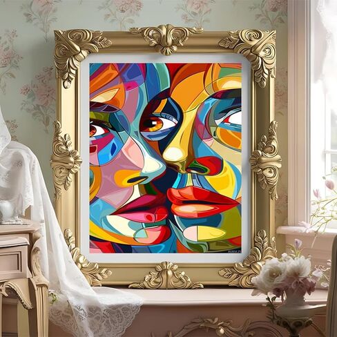 AUKVLZS Paint by Numbers Abstract Paint by Numbers Kit for Adults Woman Face 16x20in DIY Colorful Canvas for Acrylic Painting Kit with Paints/Brushes, Mosaic Drawing Paintwork Crafts, Decor Gifts in Kuwait