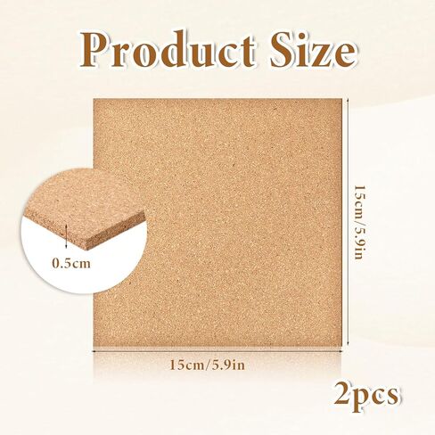 2 PCS 6 X 6 Inch Cork Board Small Mini Cork Board Cork-Tile Bulletin Boards Square Thick Self Adhesive Boards for Home Offfice Wall Decorations in Kuwait