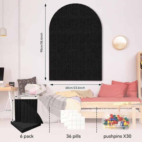 Large Cork Board for Wall & Office Decor, 36" x 24" Arched Felt Bulletin Board Pin Board Vision Board with 30 Pins – 6 Customizable Wall Tiles for Office Home Bedroom, Photo & Picture Display in Saudi Arabia