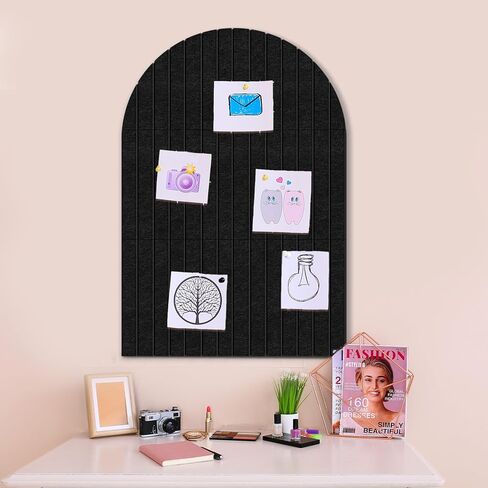 Large Cork Board for Wall & Office Decor, 36" x 24" Arched Felt Bulletin Board Pin Board Vision Board with 30 Pins – 6 Customizable Wall Tiles for Office Home Bedroom, Photo & Picture Display in Saudi Arabia