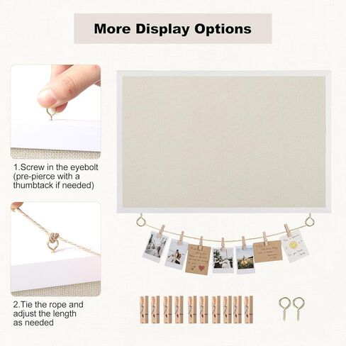 Thboxes Cork Board with Linen, 30" x 20" Double-Sided Bulletin Board Corkboard for Wall Picture Display Framed Vision Boards for Home Office School Pin Boards with 20 Pushpins &10 Clips in Kuwait
