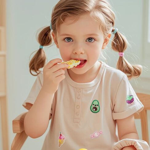 55 Pcs Cartoon Food Iron On/Sew On Patches, Cute Coloful Embroidered Patches with Hamburger Drink Fruit, Applique Patches for Clothes Backpacks Hats Pants Jackets Jeans, DIY Accessories in Kuwait