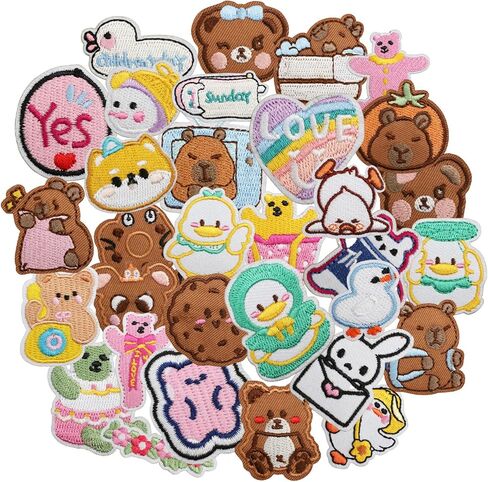 55 Pcs Cartoon Food Iron On/Sew On Patches, Cute Coloful Embroidered Patches with Hamburger Drink Fruit, Applique Patches for Clothes Backpacks Hats Pants Jackets Jeans, DIY Accessories in Kuwait