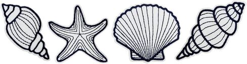 Retro Sea Shells Summer Line Art Embroidered Iron-On Patches Pack of 4 in Kuwait