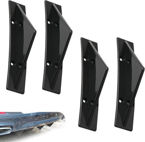 4 PCS Car Rear Lower Bumper Decoration Diffuser, Triangular Shark Fin Rear Spoiler Deflector Protector, Rear Bumper Anti-collision Splitter Lip Wing, Universal for Car SUV Truck (Black) in Saudi Arabia
