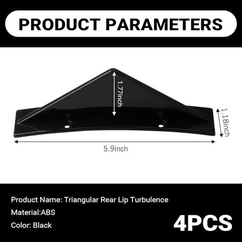 4 PCS Car Rear Lower Bumper Decoration Diffuser, Triangular Shark Fin Rear Spoiler Deflector Protector, Rear Bumper Anti-collision Splitter Lip Wing, Universal for Car SUV Truck (Black) in Saudi Arabia
