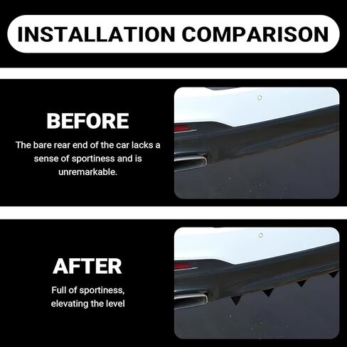 4 PCS Car Rear Lower Bumper Decoration Diffuser, Triangular Shark Fin Rear Spoiler Deflector Protector, Rear Bumper Anti-collision Splitter Lip Wing, Universal for Car SUV Truck (Black) in Saudi Arabia