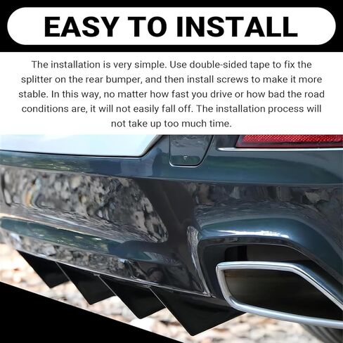 4 PCS Car Rear Lower Bumper Decoration Diffuser, Triangular Shark Fin Rear Spoiler Deflector Protector, Rear Bumper Anti-collision Splitter Lip Wing, Universal for Car SUV Truck (Black) in Saudi Arabia