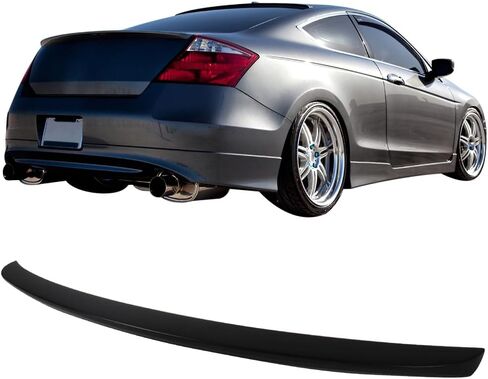 IKON MOTORSPORTS، جناح صندوق السيارة متوافق مع هوندا أكورد 2008-2012، نمط المصنع، مادة خام غير مطلية باللون الأسود ABS وجناح التمهيد الخلفي للشفاه in Kuwait