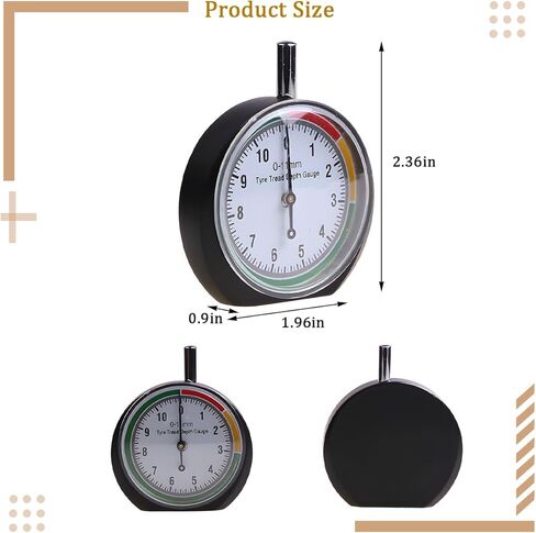 Car Tire Tread Depth Gauge, Dial Type Color Coded Easy Reading Pocket Tire Depth Gauge for Tread Wear, Automotive Tyre Measurement Accessory, Universal for Truck Bus Sedan Motorcycle in Saudi Arabia